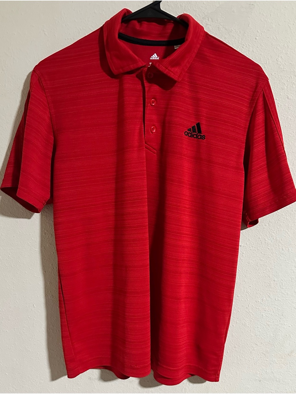 adidas Men’s Red Short-Sleeve Button-Down Polo-Climalite
